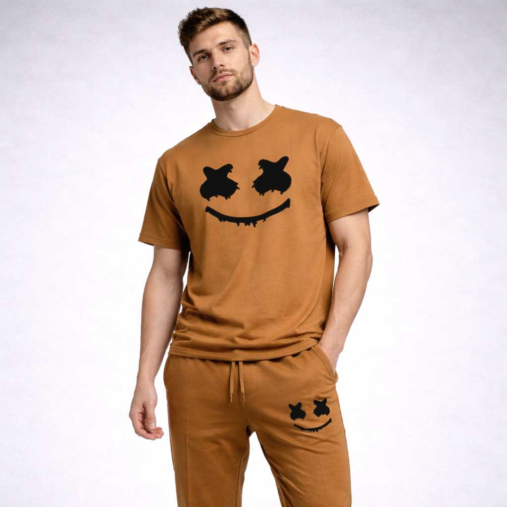 Men's Micro Printed Brown Tracksuit For Men