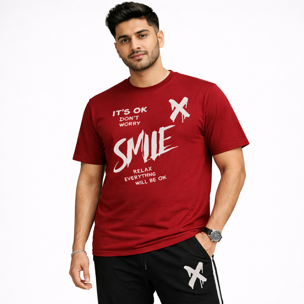 Printed Maroon Track Suit For Men