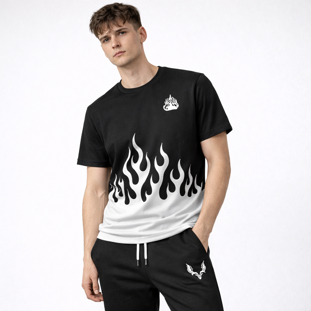 Men Printed Black Polyester Track Suit For Men