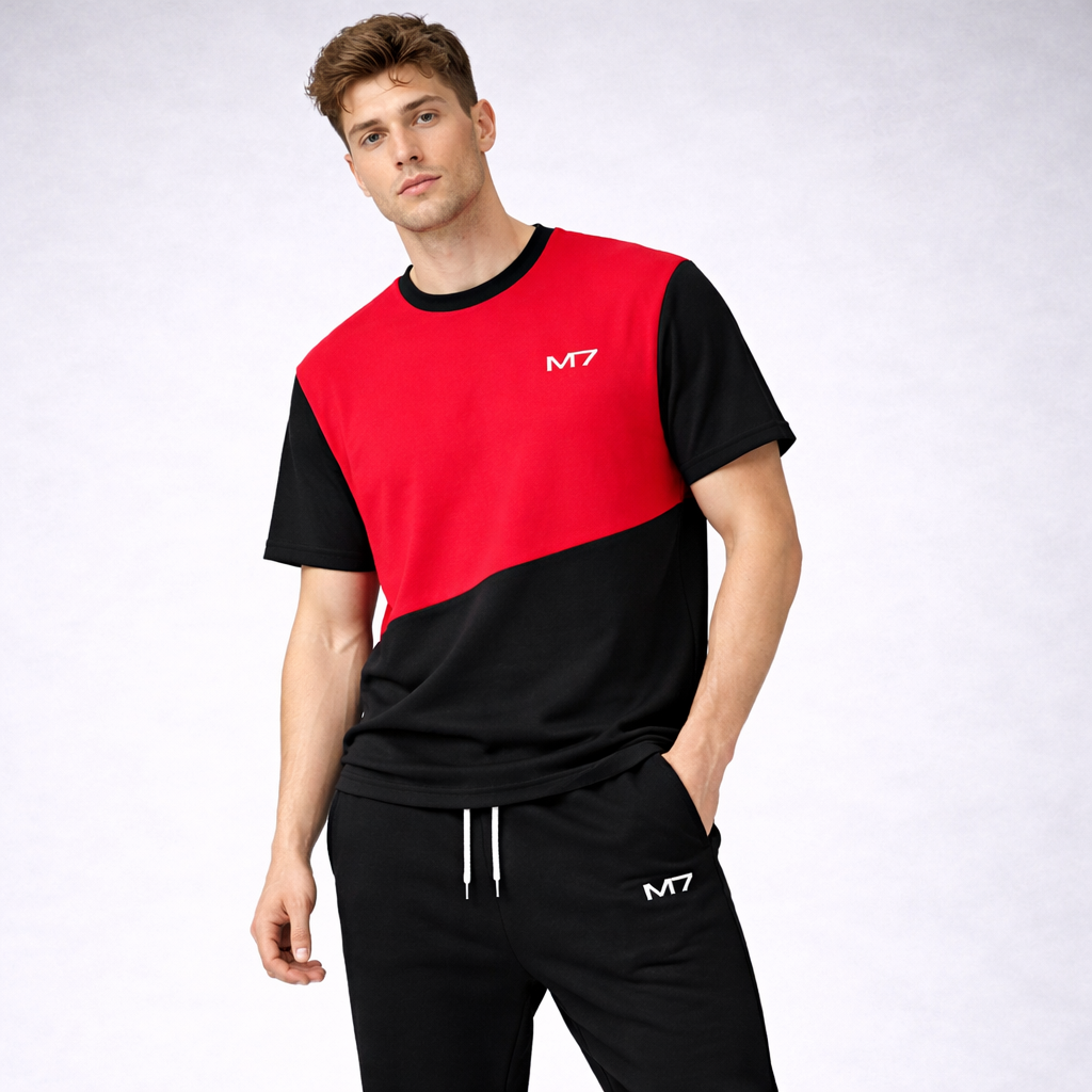 Unisex Red Black Printed Tracksuit For Men